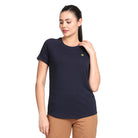 Women's Active Round Neck Tee's photograph that's made with an innovative bamboo and organic cotton fabric from Lavos Performance, a carbon neutral eco-fashion company. 