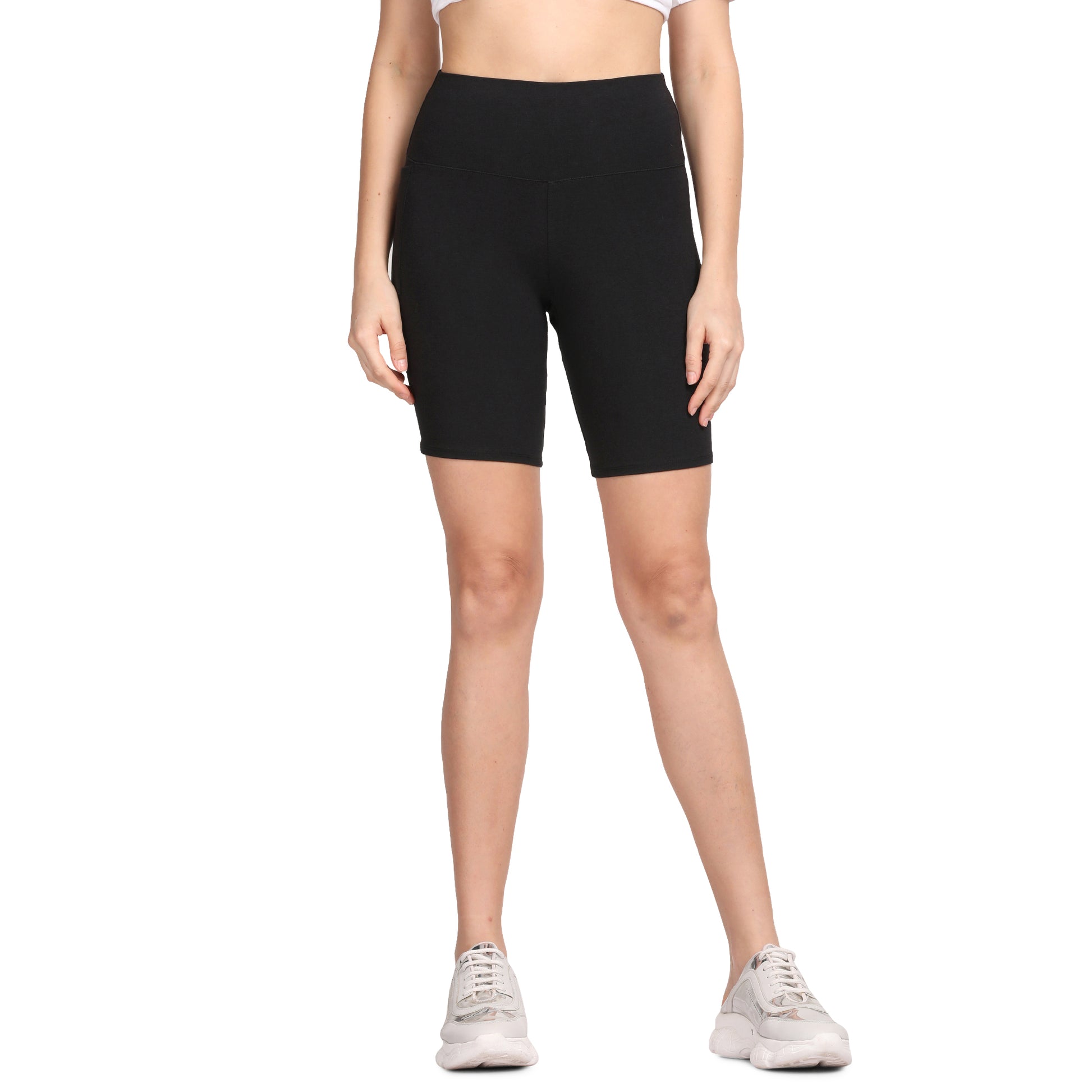 Organic Bamboo Running shorts for Women's photograph that's made with an innovative bamboo and organic cotton fabric from Lavos Performance, a carbon neutral eco-fashion company. Lavos Performance Cycling Shorts for Girls is amazingly soft to the skin, keeps the girls cooler in summers and warmer in winters, thanks to the Bamboo Performance Technology. The Shorts are naturally UPF 50+, so say bye to tan lines. Our Bamboo Activewear will provide you with the performance so that you can be You! 