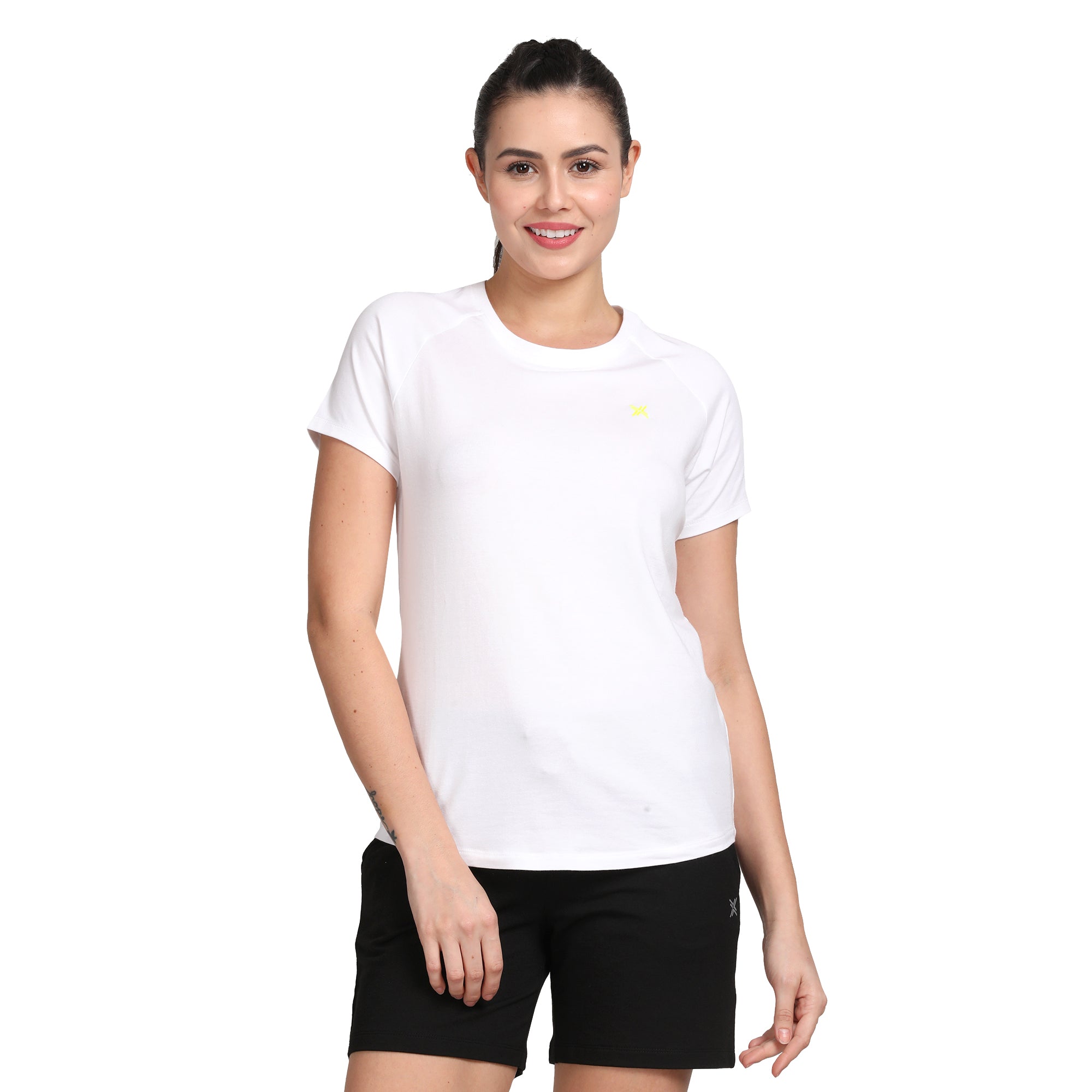 Women's Active Round Neck Tee's photograph that's made with an innovative bamboo and organic cotton fabric from Lavos Performance, a carbon neutral eco-fashion company. 