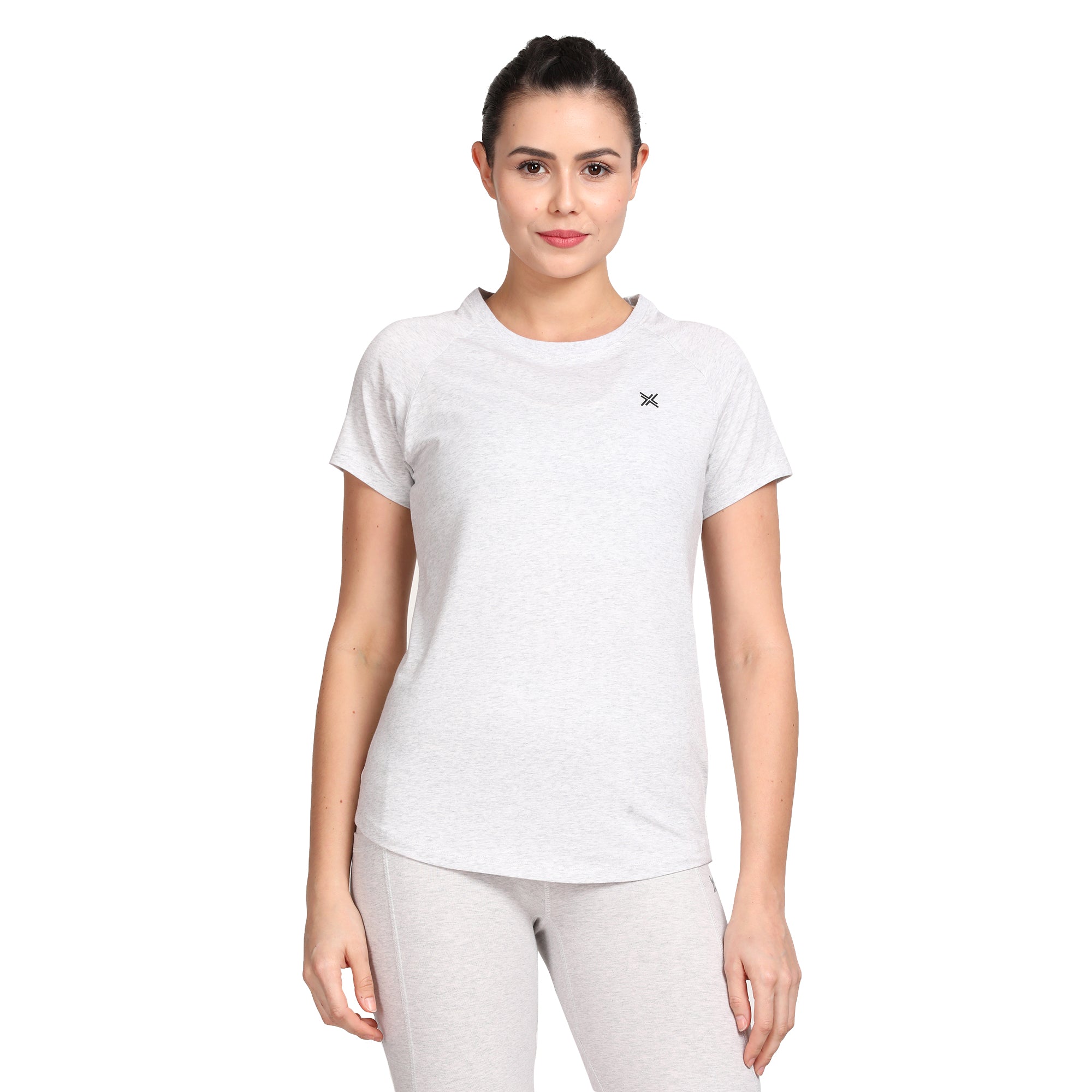 Women's Active Round Neck Tee's photograph that's made with an innovative bamboo and organic cotton fabric from Lavos Performance, a carbon neutral eco-fashion company. 