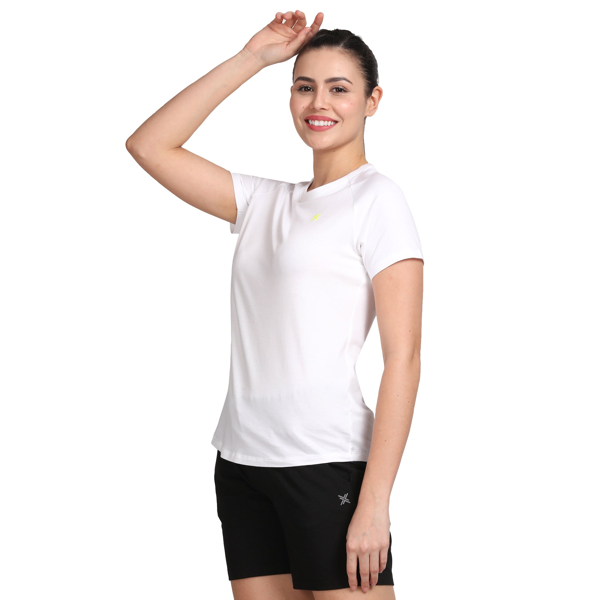 Women's Active Round Neck Tee's photograph that's made with an innovative bamboo and organic cotton fabric from Lavos Performance, a carbon neutral eco-fashion company. 