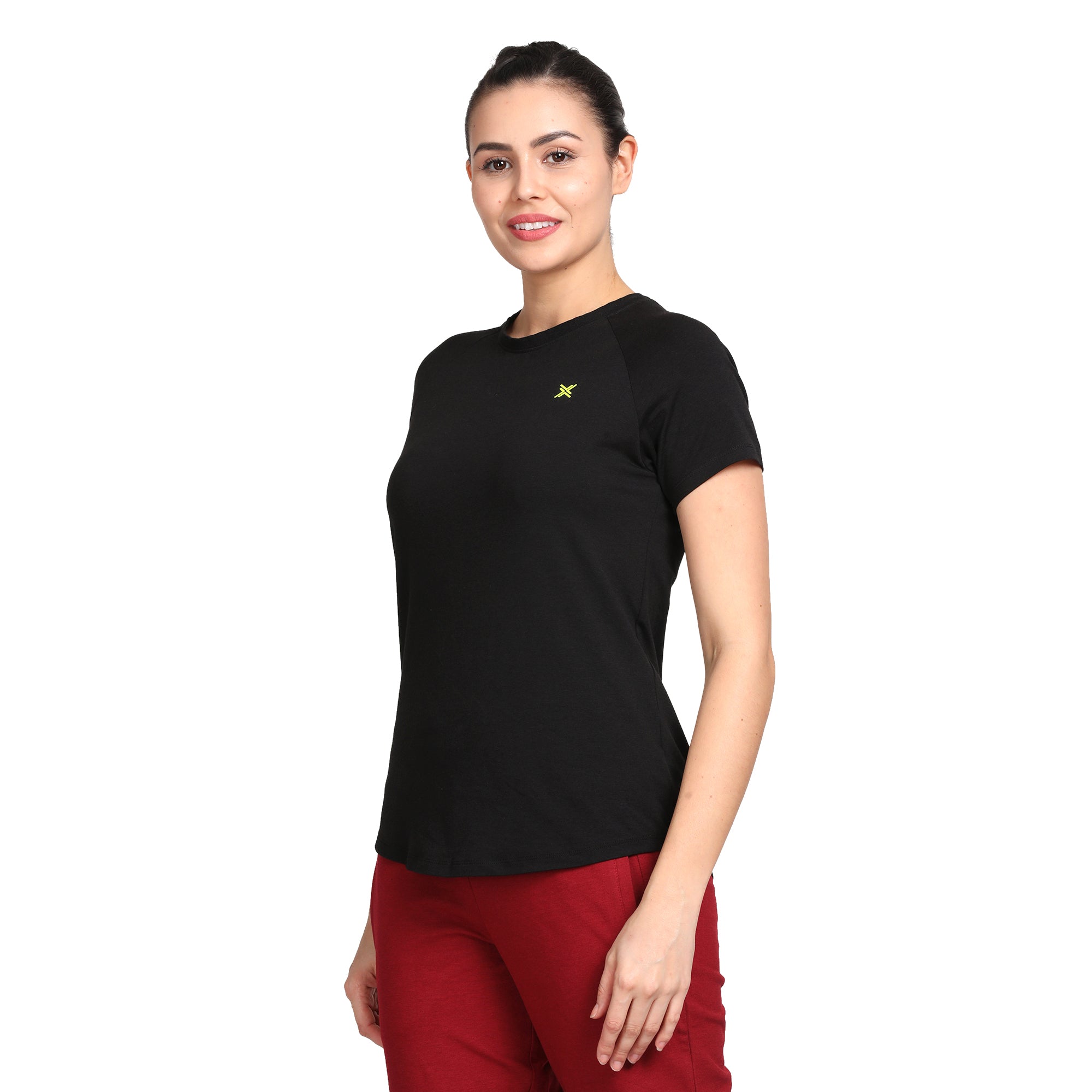 Women's Active Round Neck Tee's photograph that's made with an innovative bamboo and organic cotton fabric from Lavos Performance, a carbon neutral eco-fashion company. 