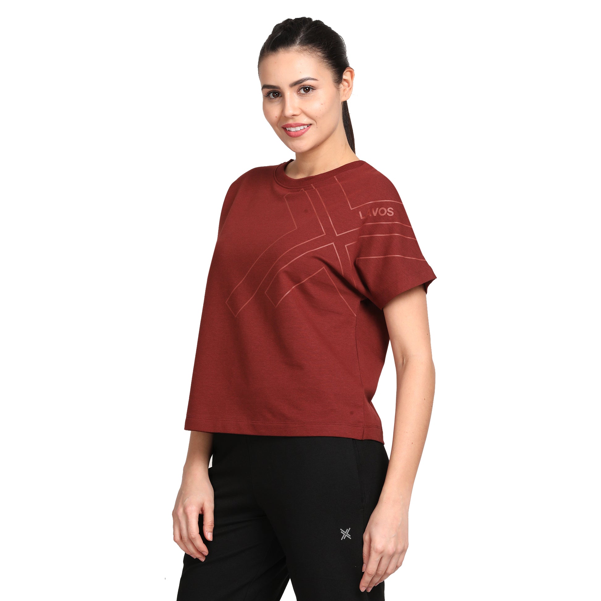 Women's Crop Top's photograph that's made with an innovative bamboo and organic cotton fabric from Lavos Performance, a carbon neutral eco-fashion company. 