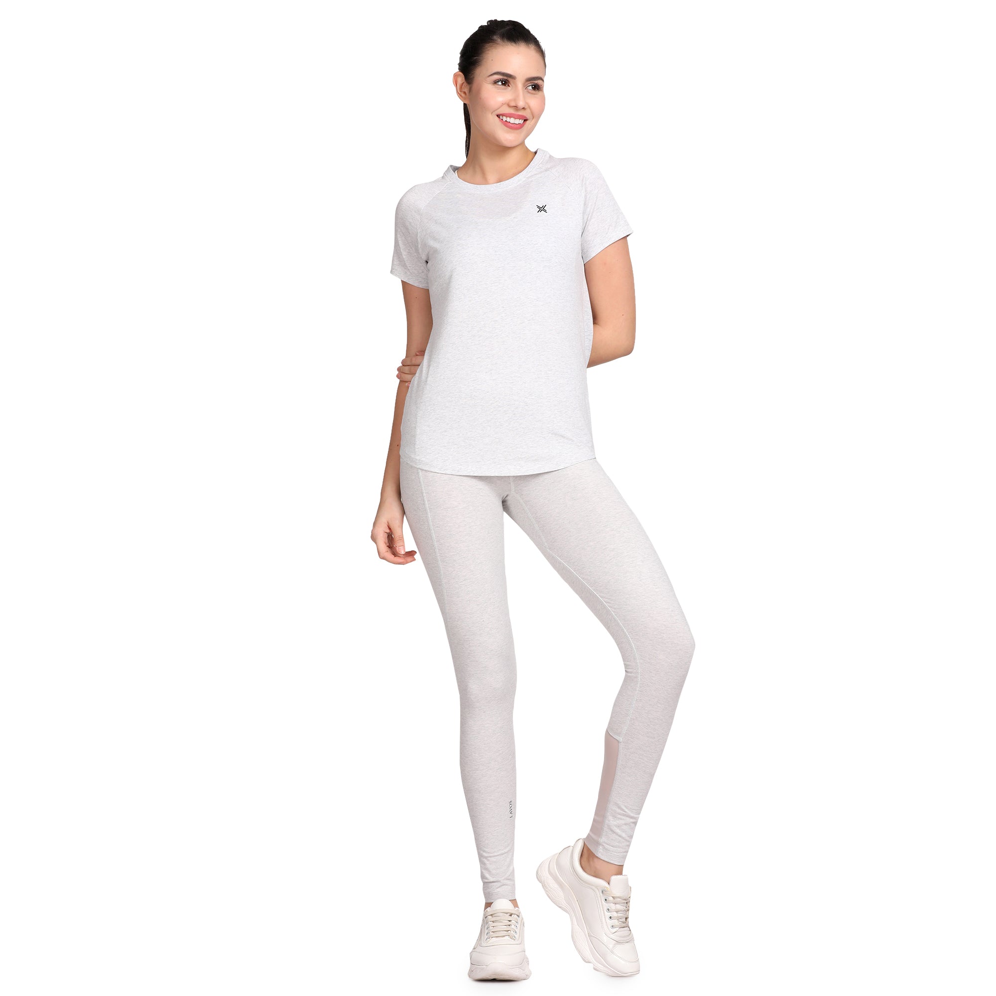 Women's Active Round Neck Tee's photograph that's made with an innovative bamboo and organic cotton fabric from Lavos Performance, a carbon neutral eco-fashion company. 