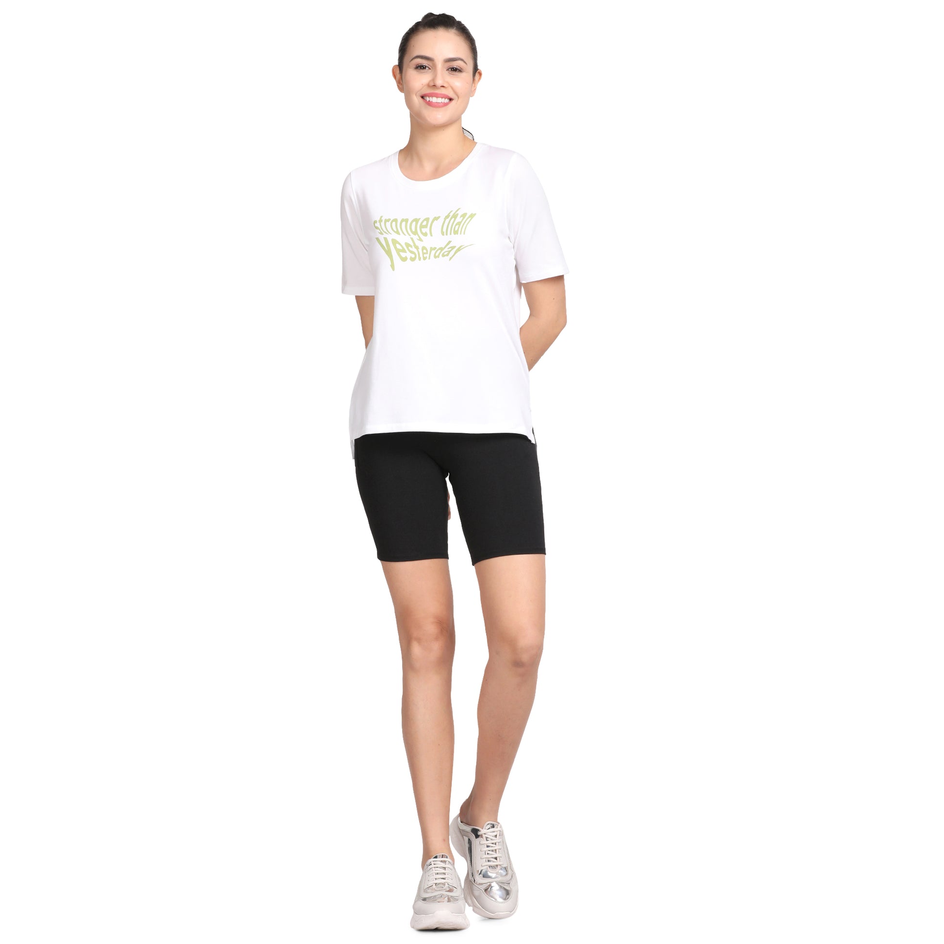 Organic Bamboo Running shorts for Women's photograph that's made with an innovative bamboo and organic cotton fabric from Lavos Performance, a carbon neutral eco-fashion company. Lavos Performance Cycling Shorts for Girls is amazingly soft to the skin, keeps the girls cooler in summers and warmer in winters, thanks to the Bamboo Performance Technology. The Shorts are naturally UPF 50+, so say bye to tan lines. Our Bamboo Activewear will provide you with the performance so that you can be You! 