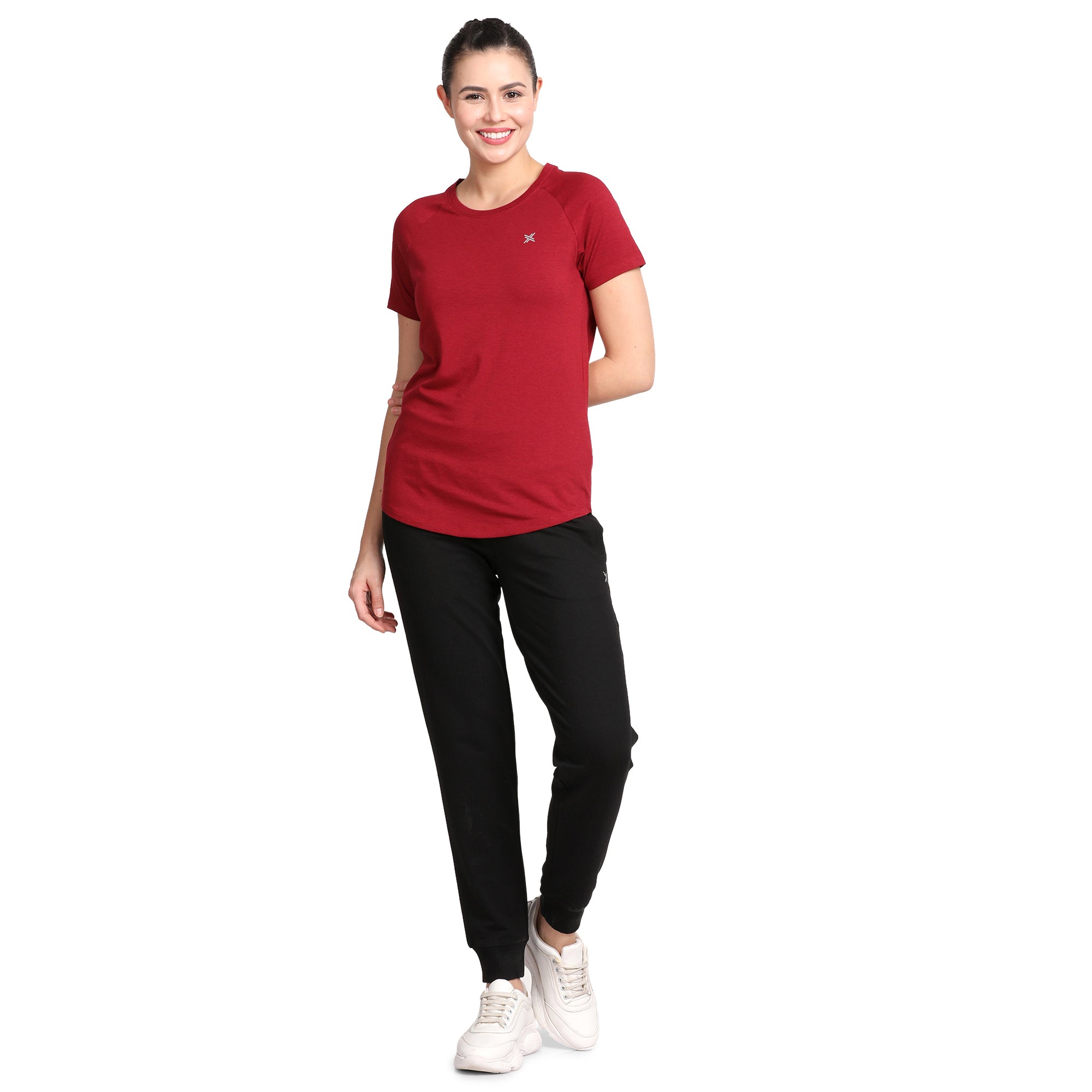 Women's Active Round Neck Tee's photograph that's made with an innovative bamboo and organic cotton fabric from Lavos Performance, a carbon neutral eco-fashion company. 