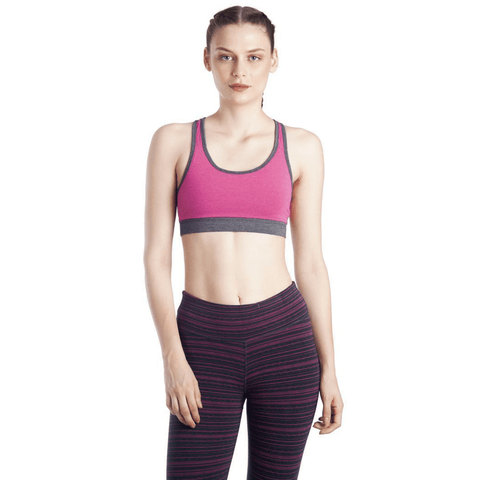 Lavos Womens Reversible Sports Bra Magenta Charcoal Heather