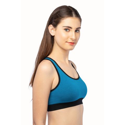 Lavos Womens Reversible Sports Bra Nordic Teal Black